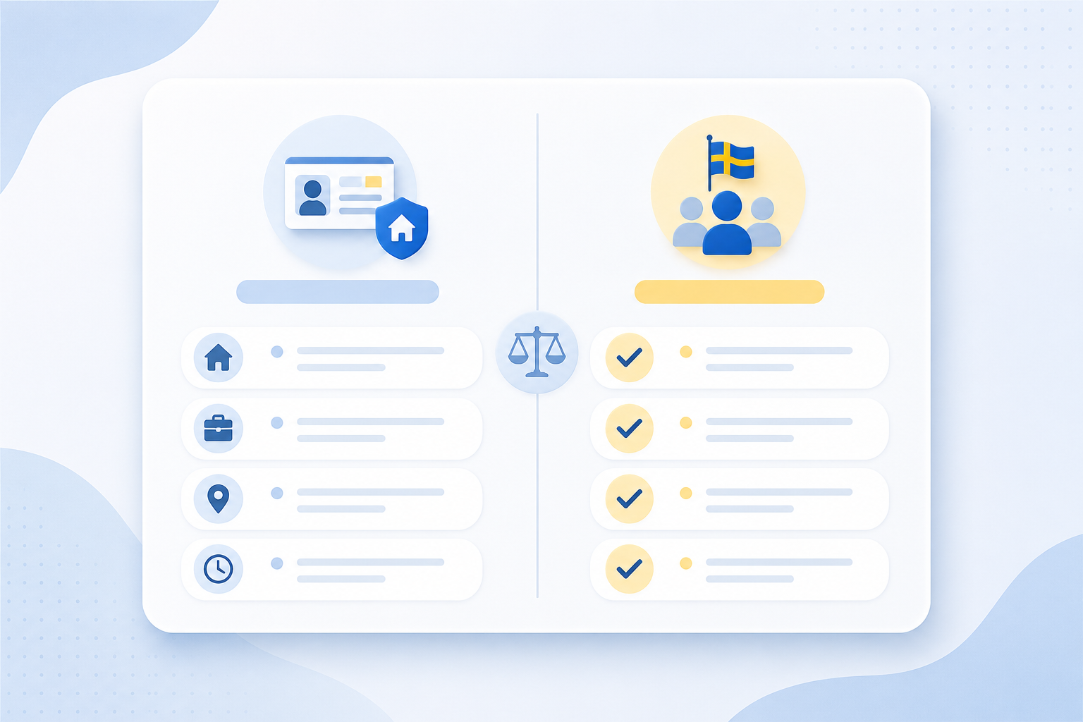 Illustration comparing permanent residence and Swedish citizenship, highlighting the key differences between the two.